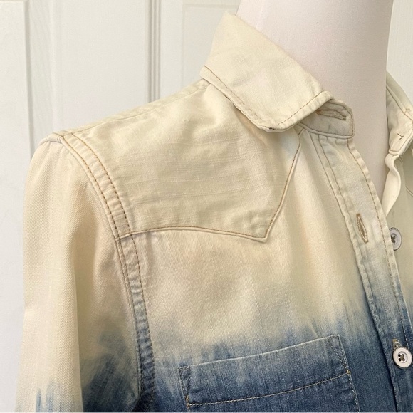 Free People Boho Button Down Ombré Denim Western Shirt - Picture 5 of 15